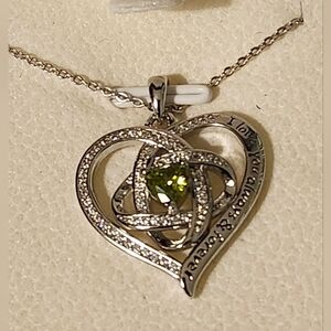 Love Knot Heart Necklace for Women, 925 Sterling Silver Birthstone